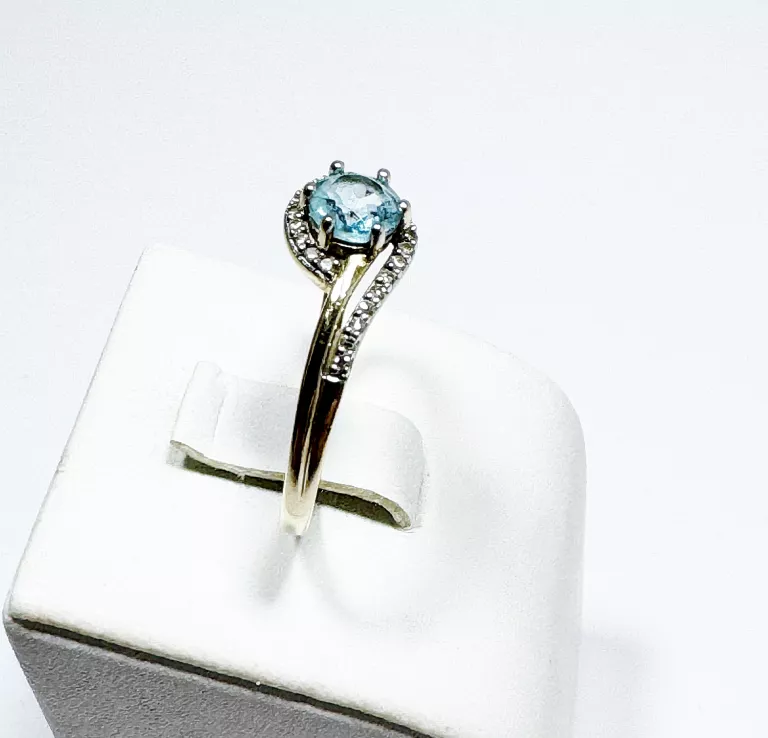 PIĘKNY ZŁOTY PIERŚCIONEK TOPAZ DIAMENTY APART R.17 585 1,92G