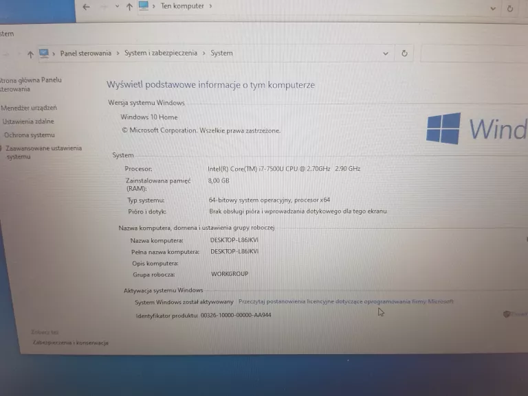 LAPTOP DELL INSPIRON P32E 240GB, I7 7500 8GB RAM
