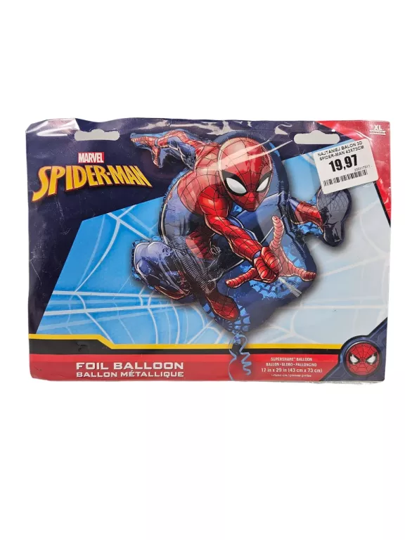 BALON 3D SPIDERMAN MARVEL 43 CM X 73 CM FOLIOWY NA HEL URODZINY