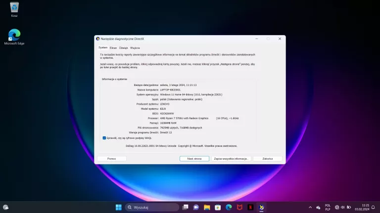 LAPTOP LENOVO IDEAPAD 5 AMD RYZEN 7 5700U 15,6'' 16/512GB SSD