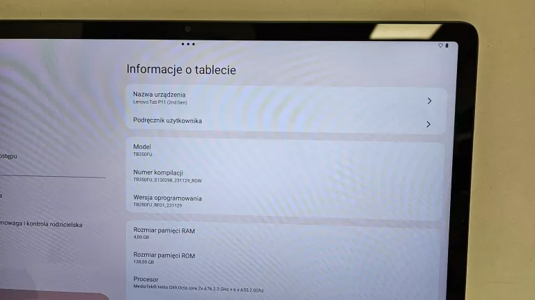 TABLET LENOVO TAB P11 (2ND GEN) 4GB/128GB + STACJA ŁADUJĄCA