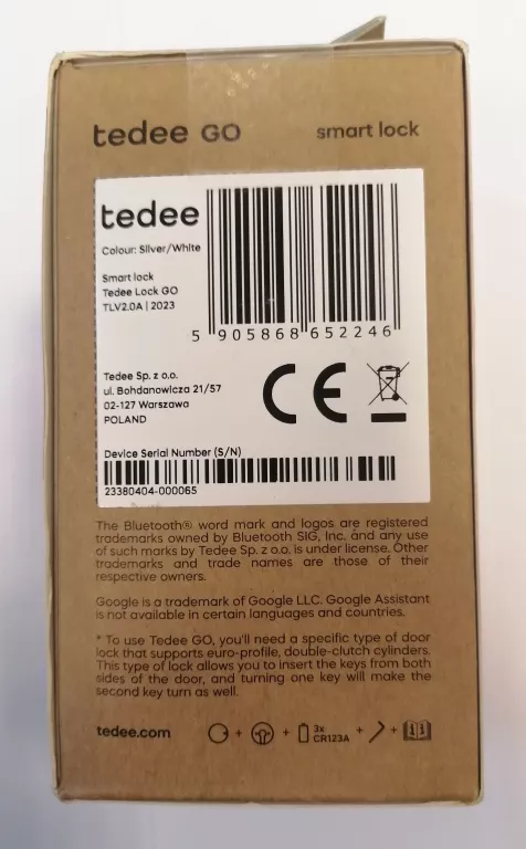 INTELIGENTNY ZAMEK GERDA TEDEE GO TLV2.0A SREBRNY KPL