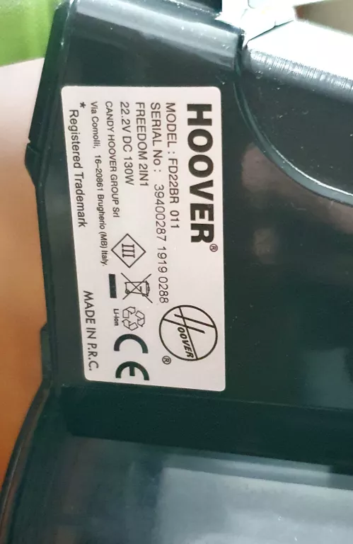 ODKURZACZ BEZPRZEWODOWY HOOVER FD22BR 011