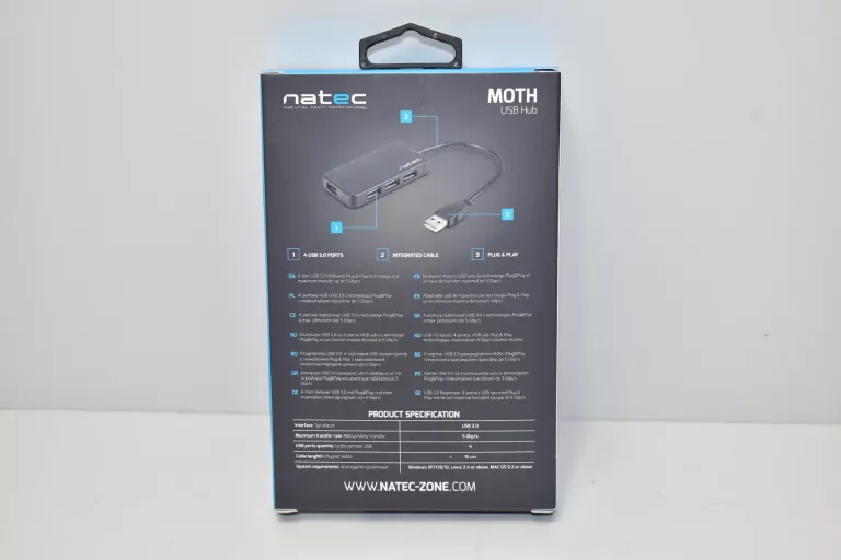 NATEC KONCENTRATOR USB 4 PORTY MOTH USB 3.0 CZARNY