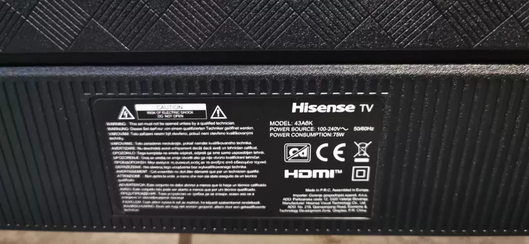 TELEWIZOR HISENSE 43A6K 43" LED SMART TV