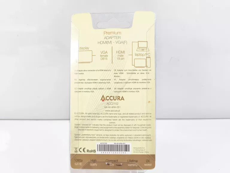 ADAPTER HDMI - VGA ACCURA ACC2152 CZARNY