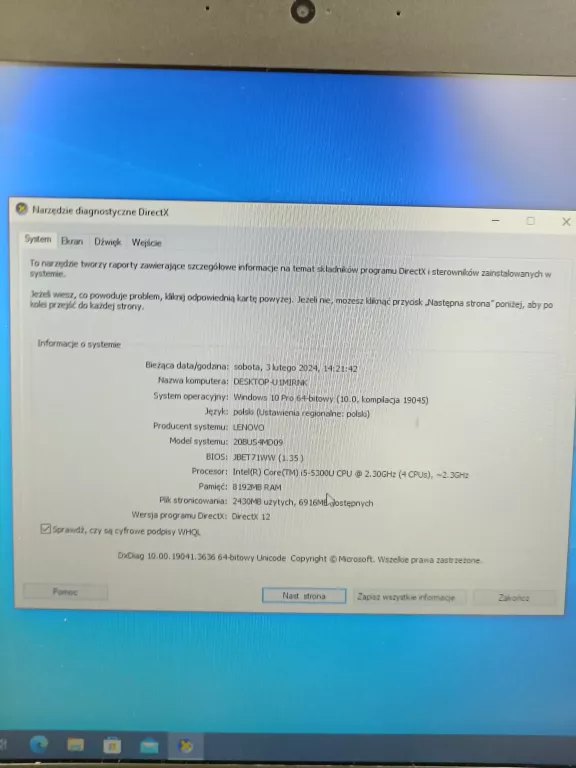 LAPTOP LENOVO THINKPAD T450 INTEL CORE I5-5300U 8GB/256GB