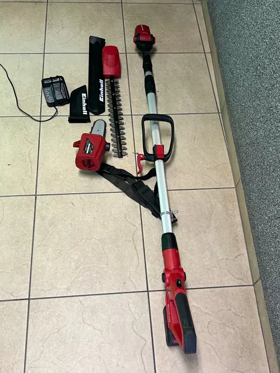NOŻYCE NA WYSIĘGNIKU EINHELL GE-HH 18 LI T+ PIŁA DO GAŁĘZI AKU ŁAD