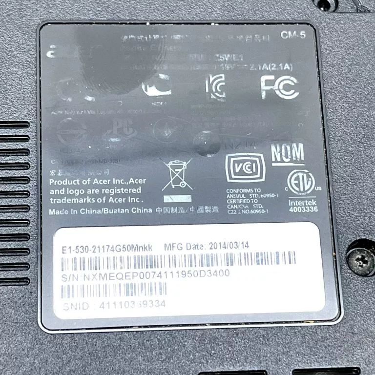 LAPTOP ACER ASPIRE E1-530 / ŁADOWARKA