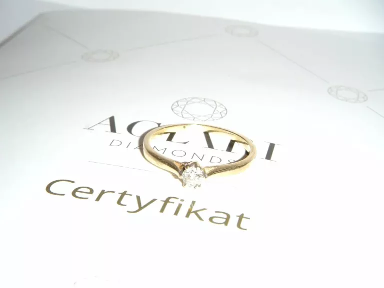 ZŁOTY PIERŚCIONEK PR585 R12 Z DIAMENTEM ACLARI