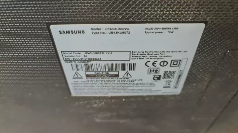 TELEWIZOR SAMSUNG UE43KU6072U SMART TV