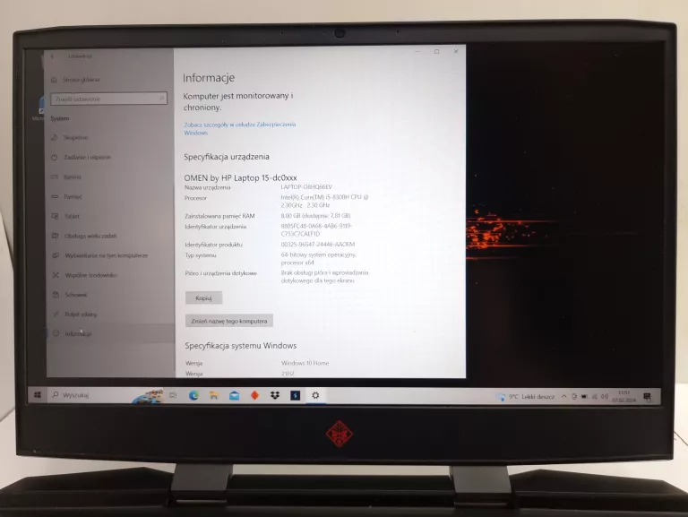 LAPTOP HP OMEN 15 15-DC0023NW