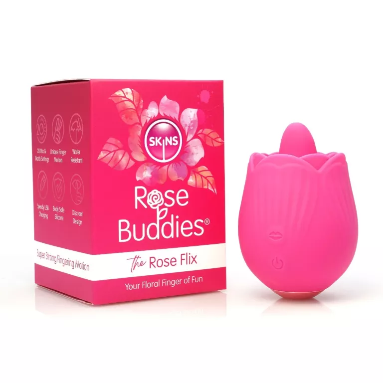 MASAŻER ŁECHTACZKI Z PALCEM SKIN ROSE BUDDIES ROSE FLIX