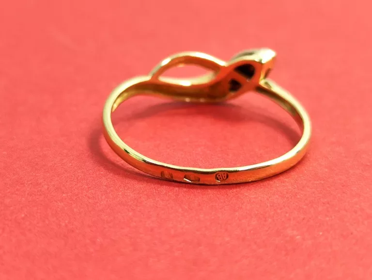 ZŁOTY PIERŚCIONEK ŻMIJKA CYRKONIE PR.585 R.22(19,8MM) W:2,06G