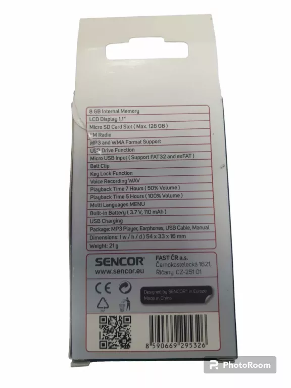 ODTWARZACZ MP3 WMA SENCOR 4408 8GB