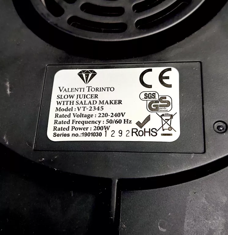 WYCISKARKA WOLNOOBROTOWA PIONOWA VALENTI TORINTO VT-2345 V KOMPLET