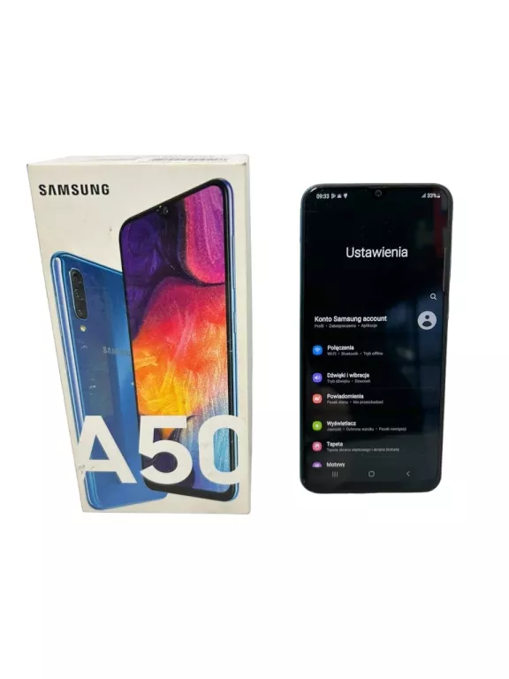 SMARTFON SAMSUNG GALAXY A50 4/128 GB 4G LTE LEKKO PĘKNIĘTY WYŚWIETLACZ
