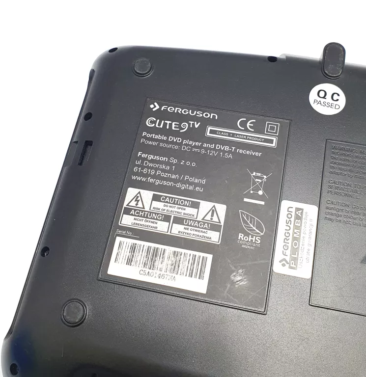 SAMOCHODOWY ODTWARZACZ DVD FERGUSON CUTE9 T265