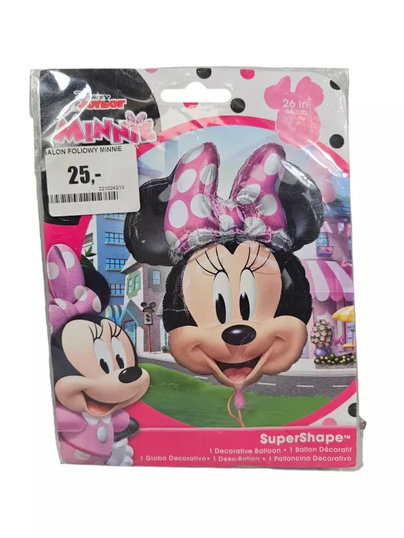 DUŻY BALON NA HEL DISNEY MYSZKA MINNIE 53 CM X 66 CM URODZINOWY