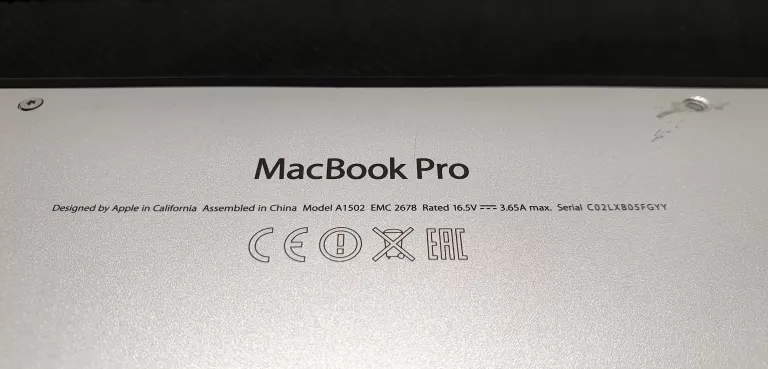LAPTOP APPLE MACBOOK PRO 13 A1502 I5 4/128 GB SSD