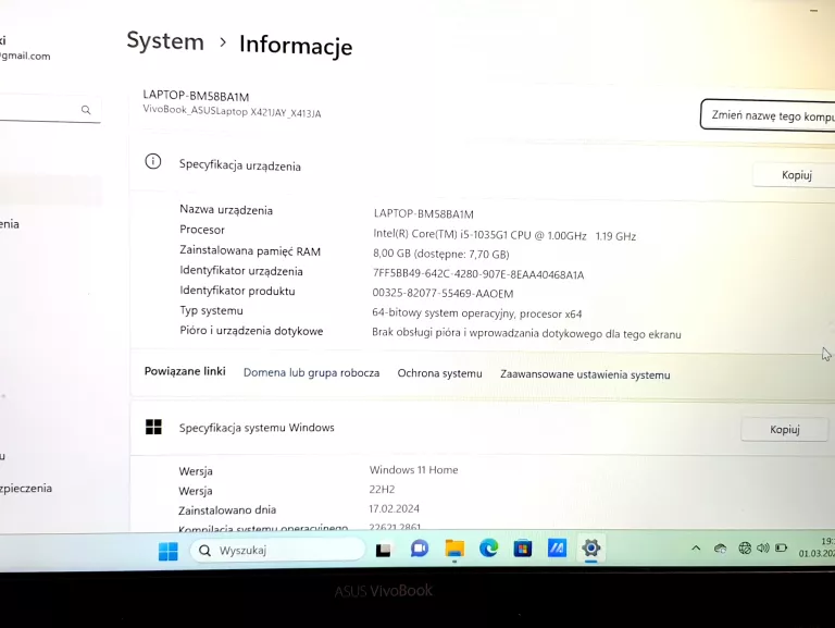 LAPTOP ASUS X413JA-EB509T 14 " INTEL CORE I5 8 GB / 512 GB
