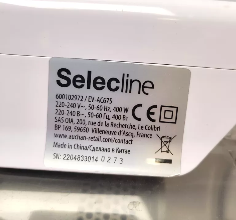 ODKURZACZ PIONOWY SELECLINE EV-AC675 400W (SKLEJONY TAŚMĄ)