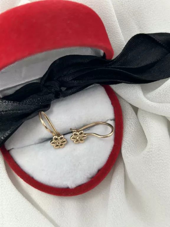 ZŁOTE KOLCZYKI KWIATKI ANG ZAPIĘCIE BEZ KAMIENI 583/1,50G