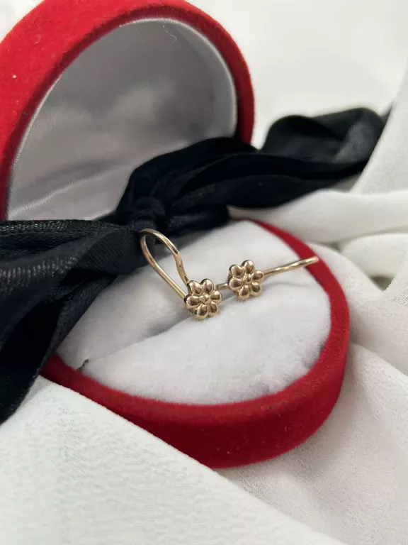 ZŁOTE KOLCZYKI KWIATKI ANG ZAPIĘCIE BEZ KAMIENI 583/1,50G