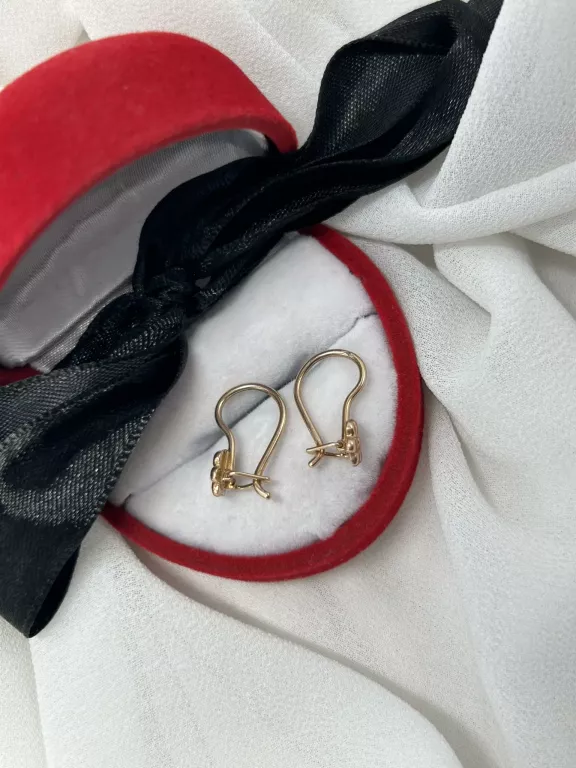 ZŁOTE KOLCZYKI KWIATKI ANG ZAPIĘCIE BEZ KAMIENI 583/1,50G