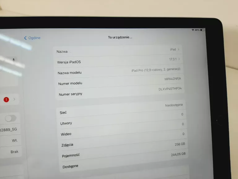 APPLE IPAD PRO 12,9" (2ND GEN) 256 GB CELLULAR A1671