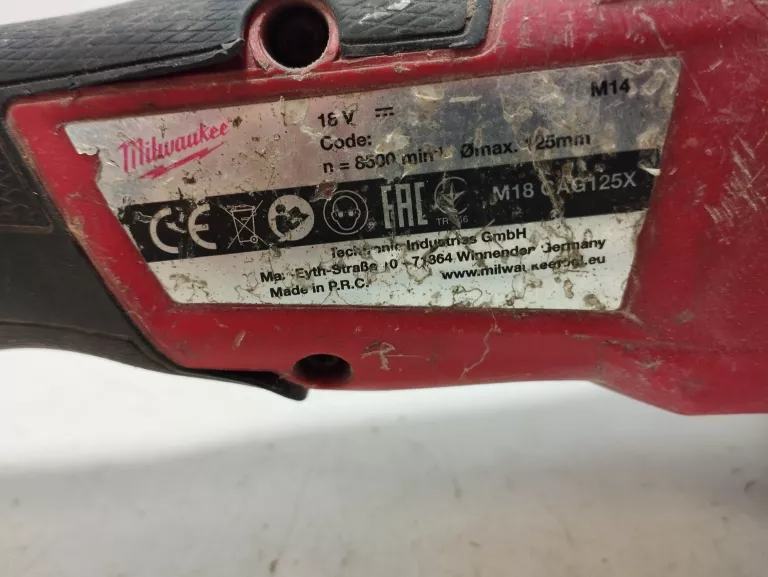 SZLIFIERKA KĄTOWA MILWAUKEE M18 CAG125X-0+AKU