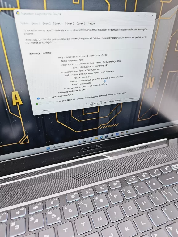 LAPTOP ASUS TUF GAMNG F17 17,3 " INTEL CORE I5 16 GB / 512 GB + PARAGON