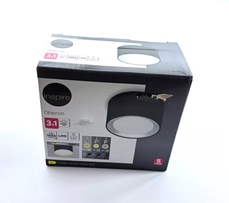 INSPIRE OPRAWA NATYNKOWA OBERON IP20 ŚR. 10 CM CZARNA LED