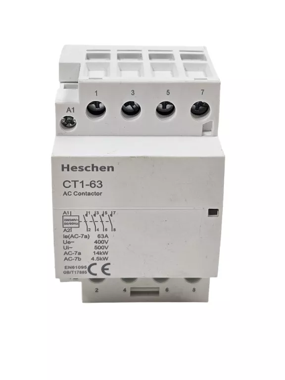 DOMOWY STYCZNIK PRĄDU PRZEMIENNEGO HESCHEN CT1-63 4-BIEGUNOWY AC 220/240 V