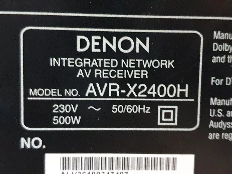 AMPLITUNER DENON AVR-X2400H HDMI ARC 4K HDR ATMOS WIFI BLUETOOTH