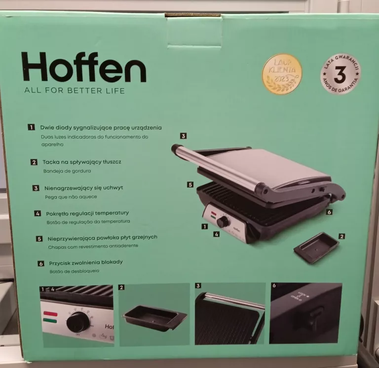 KONTAKTOWY GRILL ELEKTRYCZNY HOFFEN EG-3174 CZARNY 2000 W