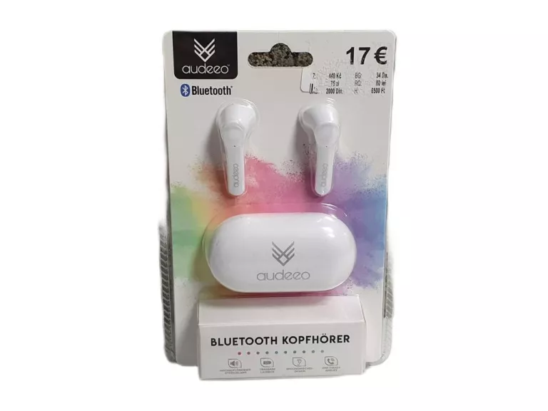 SŁUCHAWKI BLUETOOTH AUDEEO BIAŁE KOMPLET