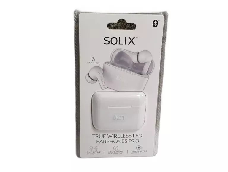 SŁUCHAWKI BLUETOOTH SOLIX BIAŁE LED