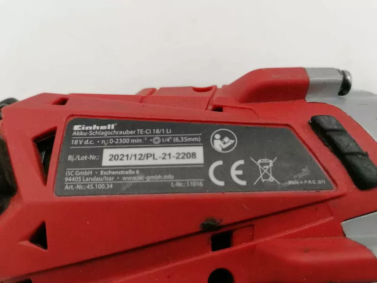 ZESTAW ZAKRĘTARKA EINHELL TE-CI 18/1 LI + BATERIA