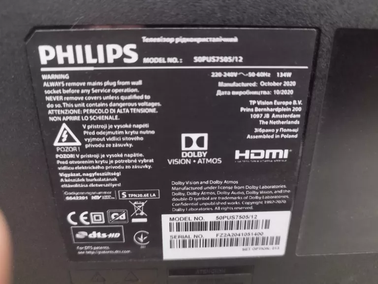 TELEWIZOR PHILIPS 50PUS7505/12 BRAK PILOTA