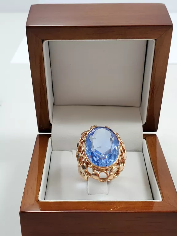 ZŁOTY PIERŚCIONEK SPINEL NIEBIESKI 585 ROZMIAR 14 9,22 G