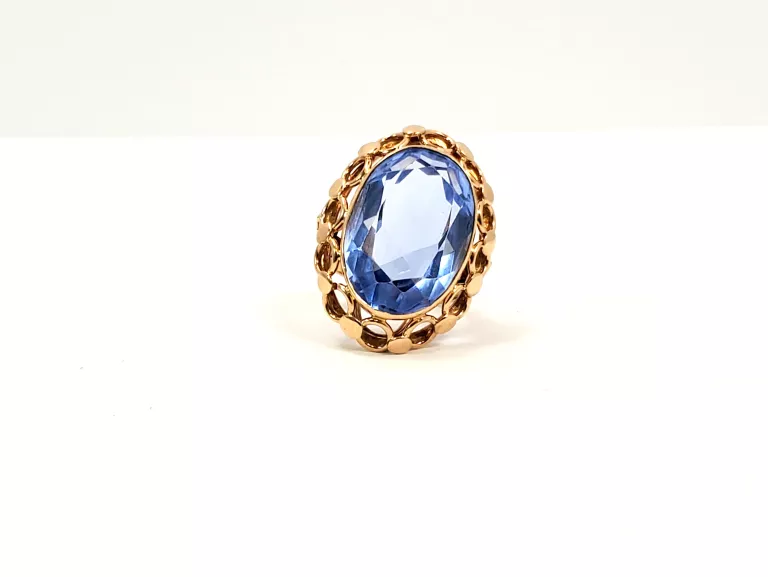ZŁOTY PIERŚCIONEK SPINEL NIEBIESKI 585 ROZMIAR 14 9,22 G