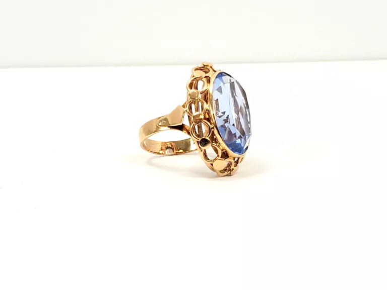 ZŁOTY PIERŚCIONEK SPINEL NIEBIESKI 585 ROZMIAR 14 9,22 G
