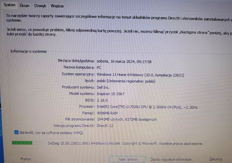 LAPTOP DELL INSPIRON 15 3000 Z ZASILACZEM
