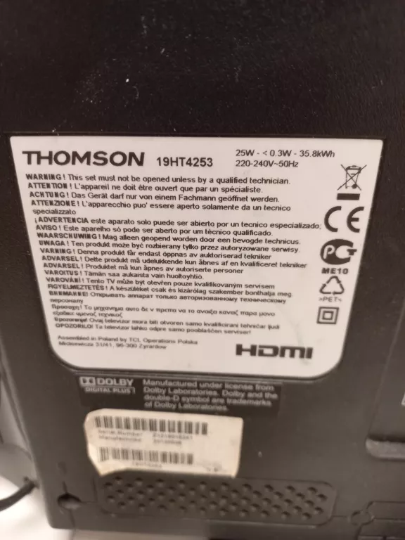 TV LED 19 CALI THOMSON 19HT4253 USB MPEG-4