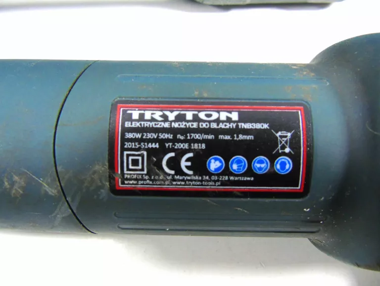 NOZYCE DO BLACHY TRYTON TNB380K + WALIZKA