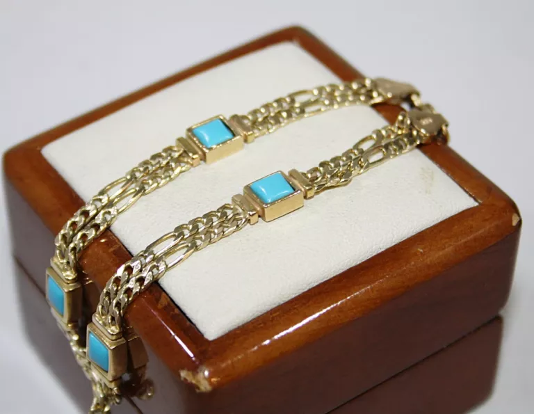 boska-zlota-bransoletka-z-niebieskimi-oczkami-1002g-r20-cm-motyw-brak