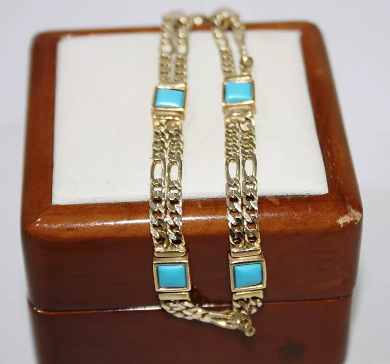 boska-zlota-bransoletka-z-niebieskimi-oczkami-1002g-r20-cm-dlugosc-calkowita-20