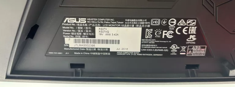 MONITOR ASUS ROG XG27VQ/KARTON