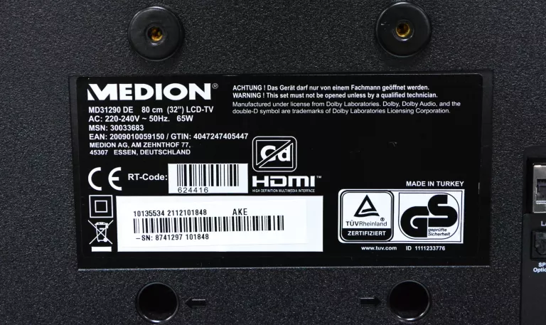 TELEWIZOR MEDION 32 CALE LIFE P13290 (MD 31290) SMART-TV + PILOT